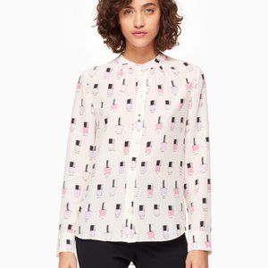Kate Spade Pink Nail Polish Blouse - Size M